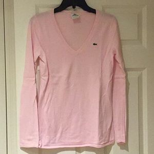 Lacoste cotton v neck sweater